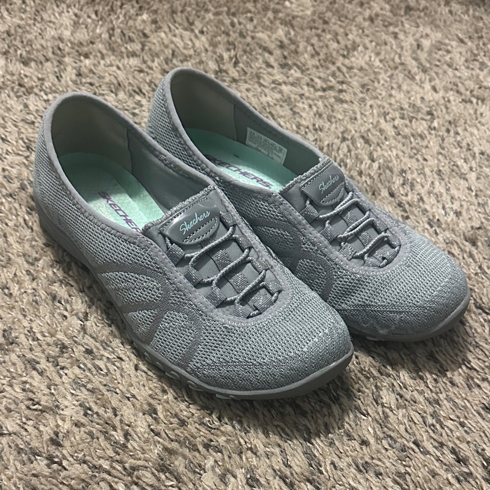 Skechers Women's Gray Memory Foam Slip-On Sneakers